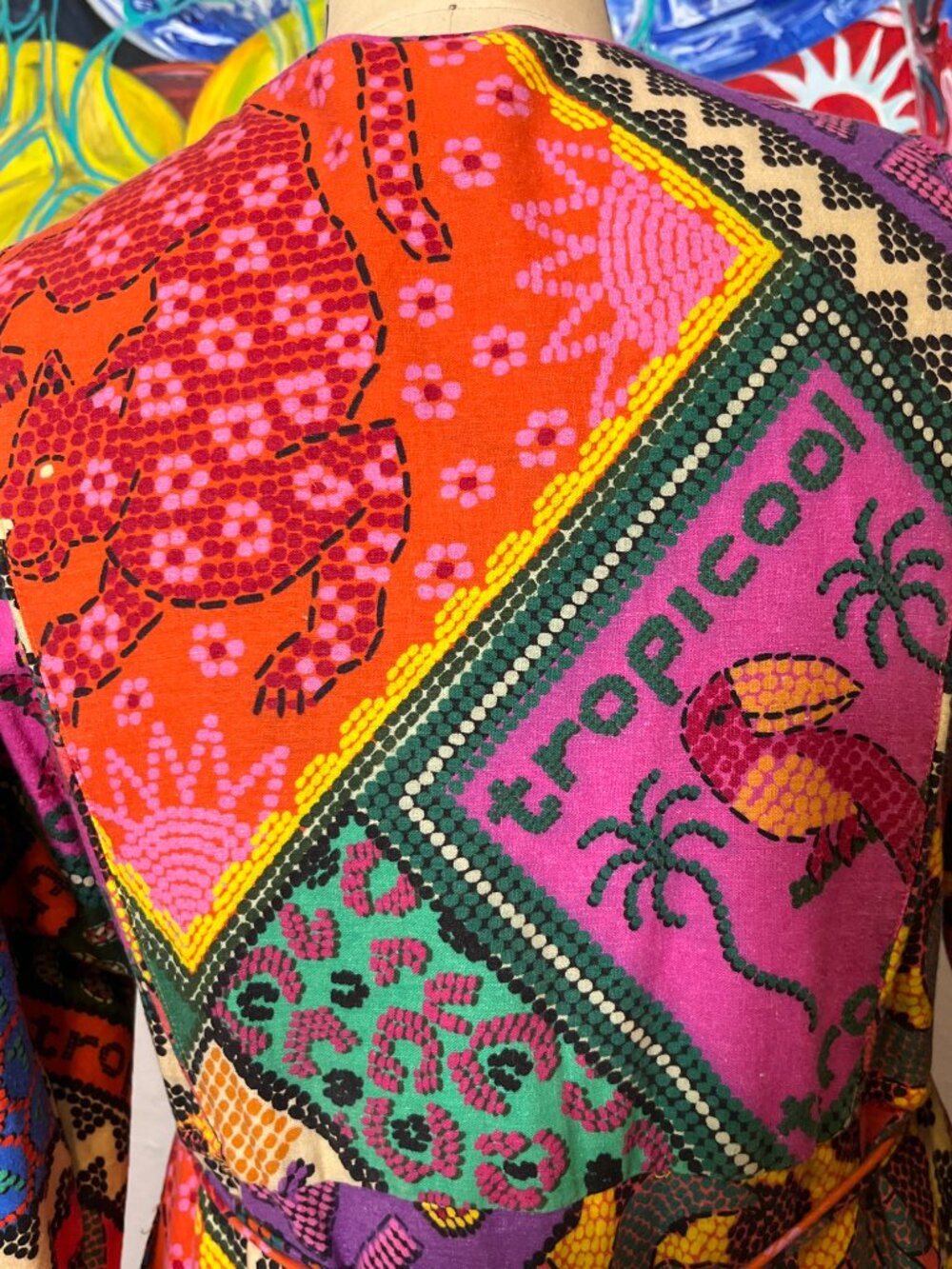 Farm Rio Dotted Patch Scarf Midi Dress Amazonia Tropicool Resort Collection - Picture 8 of 15